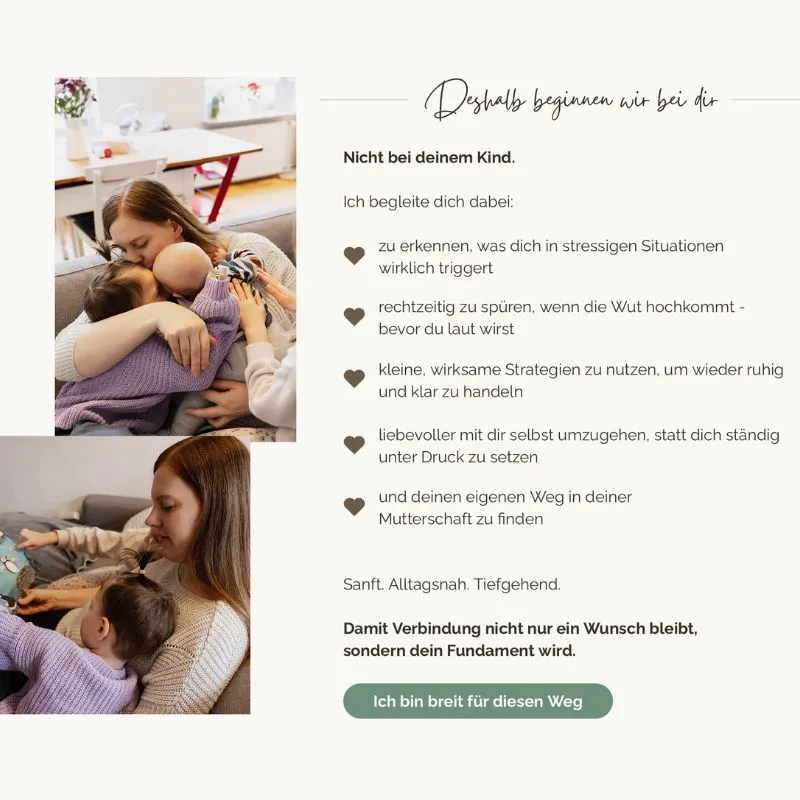 Mama mit Baby, Textkarte zu Beziehungsaufbau, Sensible Mutterschaft