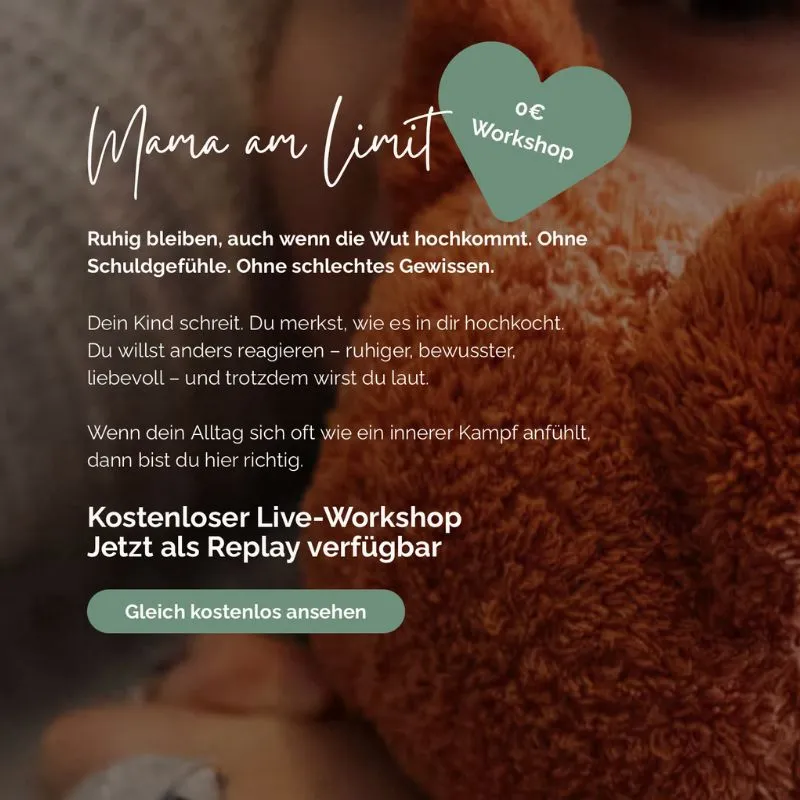 Workshop-Banner "Mama am Limit", kostenloser Live-Workshop als Replay
