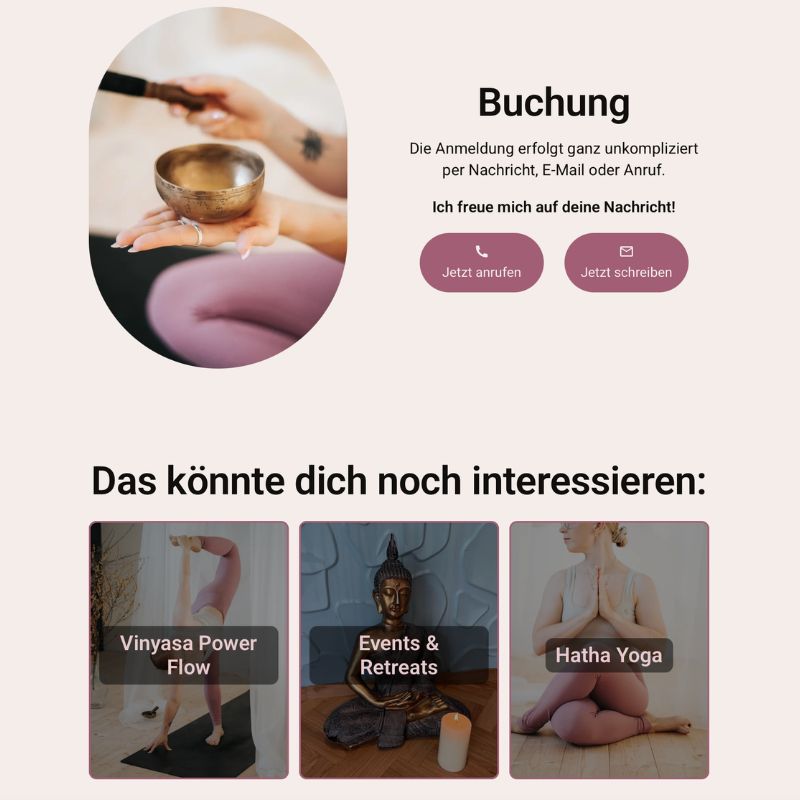 Hände mit Klangschale während einer Yogastunde, Symbolbild für die Buchung bei Soulfly Yoga
