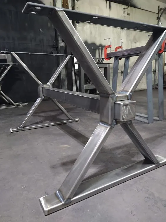 Custom steel frame and base for dining table