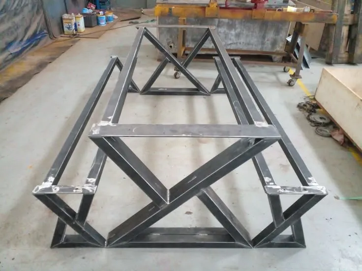 Custom steel frame for contemporary industrial table