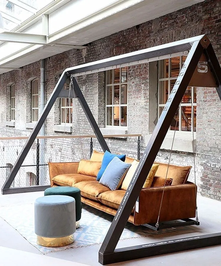 Custom steel frame for outdoor swing