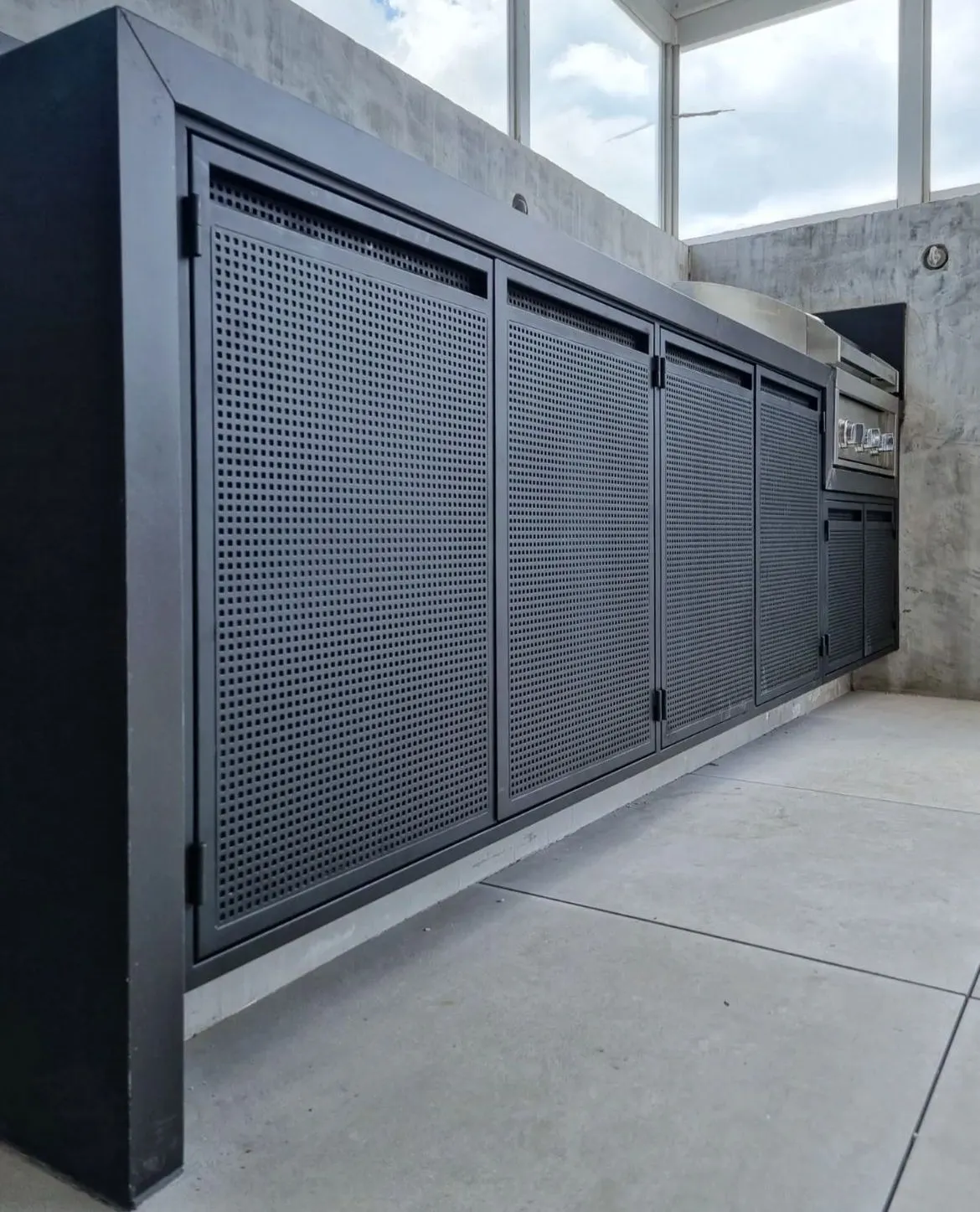 Custom metalwork for BBQ Area in Melbourne Residential Building