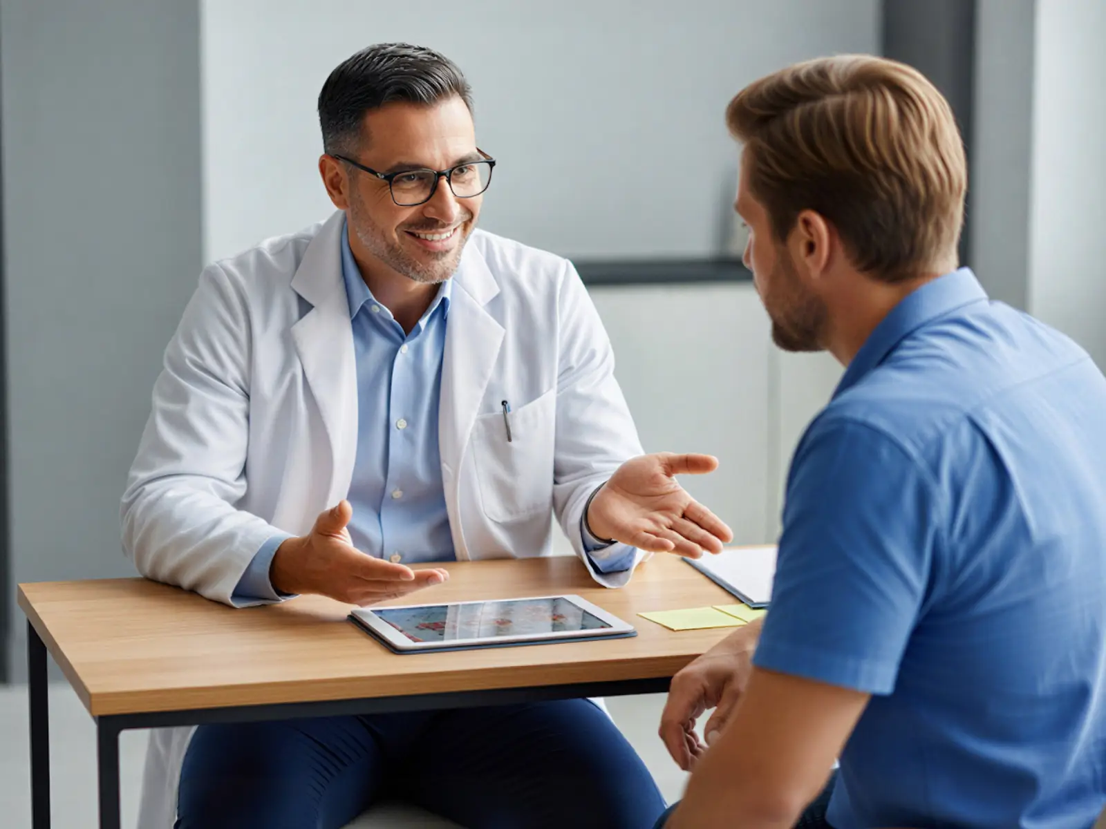 Doctor listening to a patient during a consultation