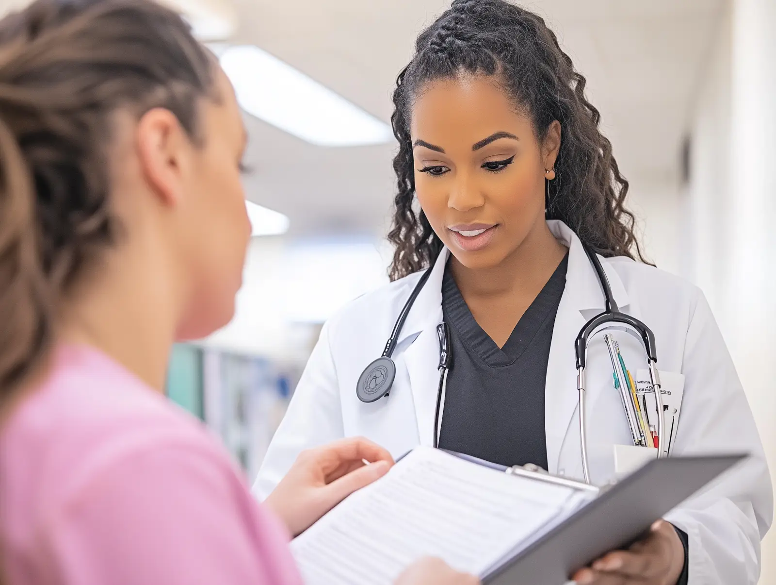 Doctor reviewing screening results with a patient