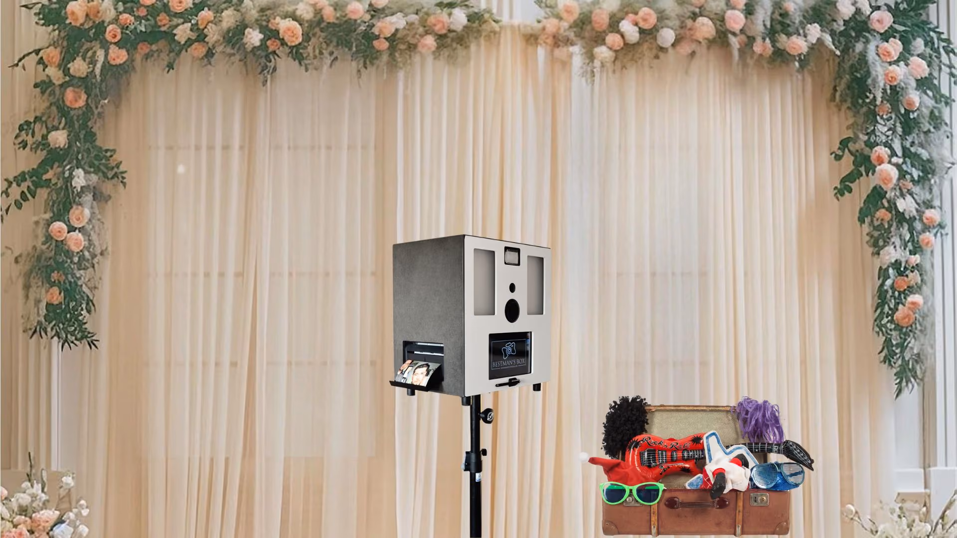 Fotobox mit Hintergrund für Hochzeit und Veranstaltung