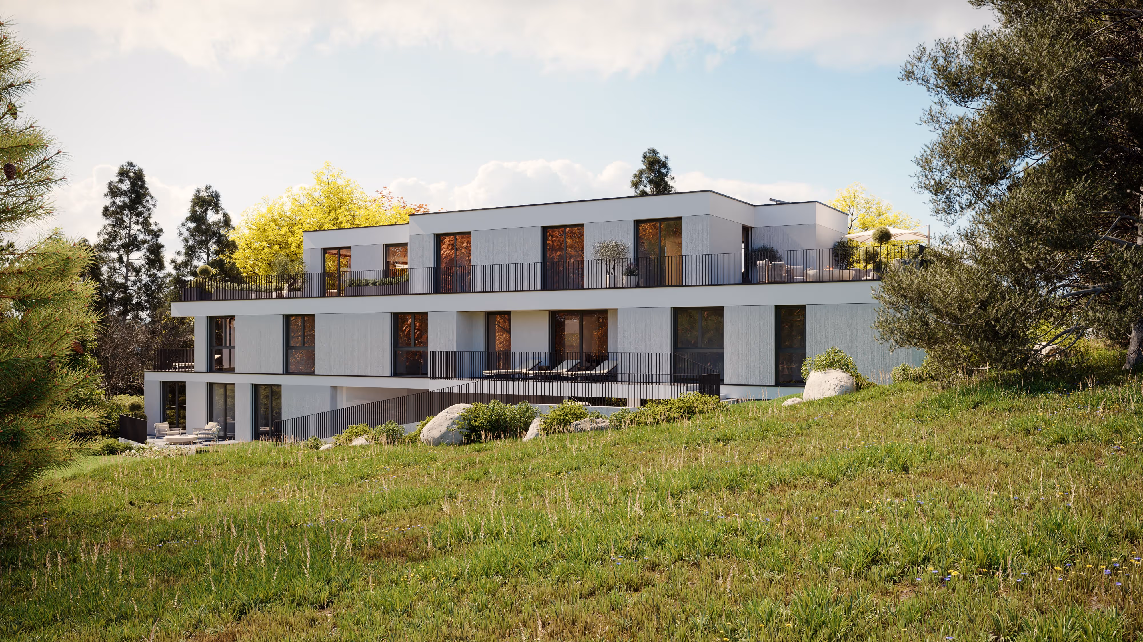 Lake-facing elevation