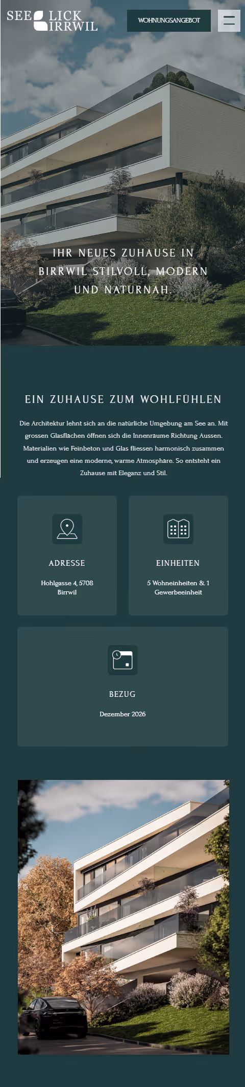 Seeblick Birrwil website — mobile view 2