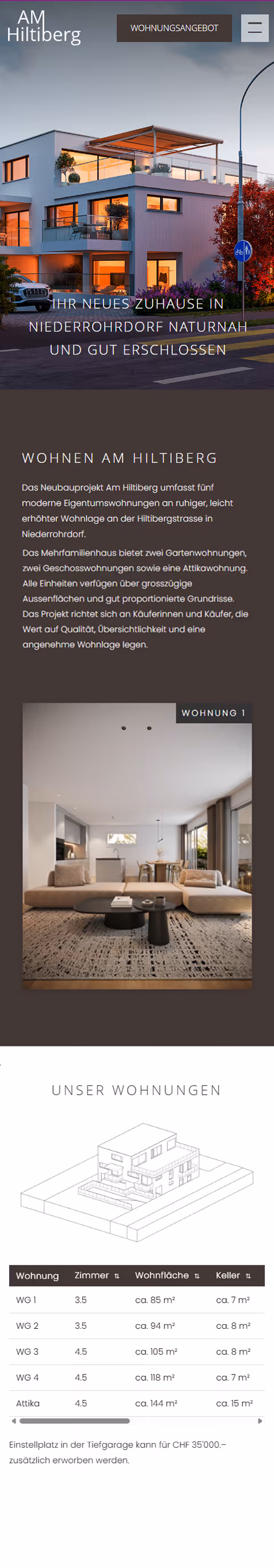 Seeblick Birrwil website — mobile view 1