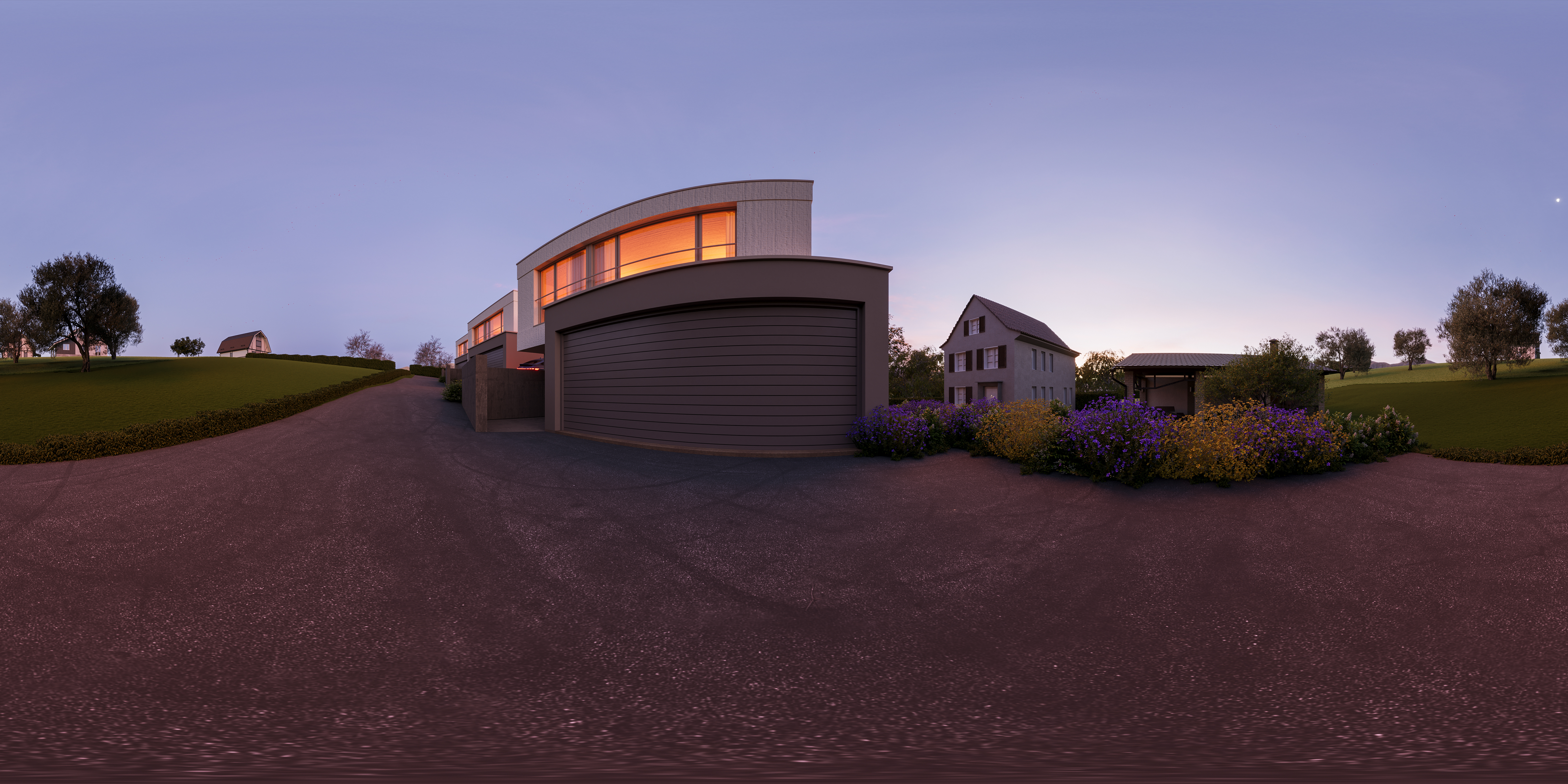 Dürrenäsch — Garage entrance at dusk