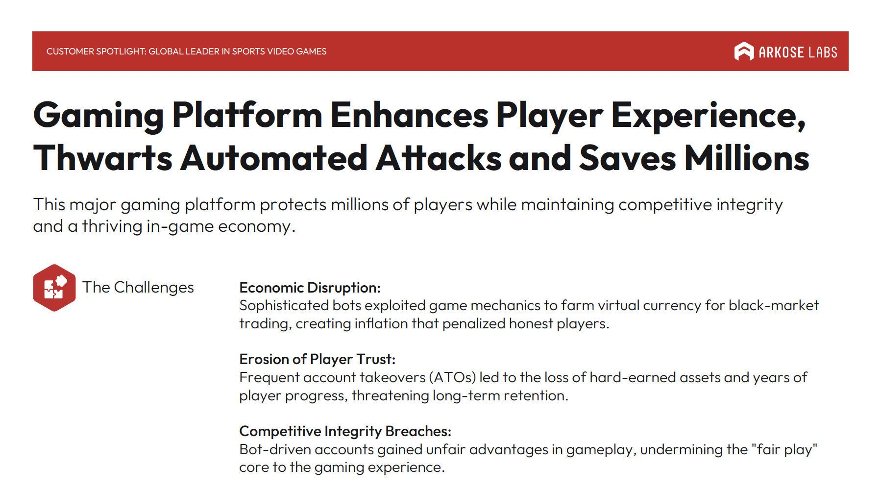 Gaming Platform Enhances Player Experience, Thwarts Automated Attacks And Saves Millions