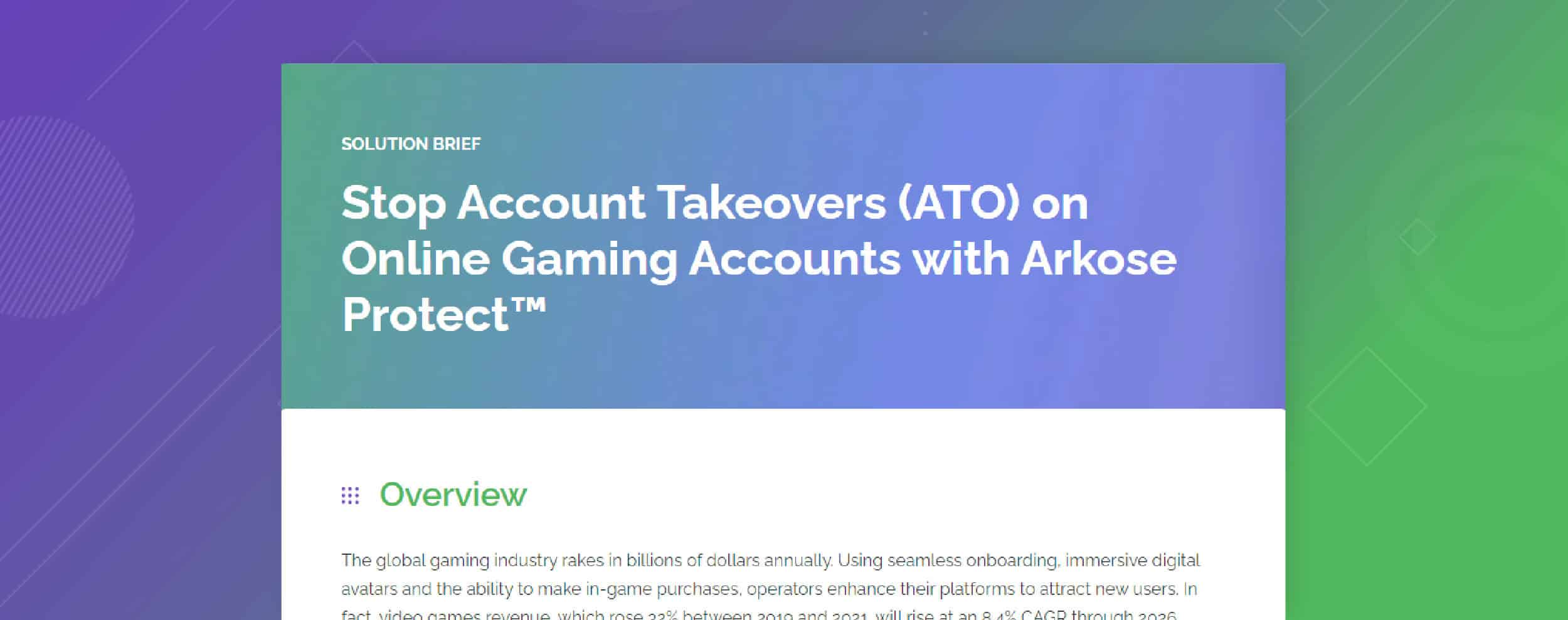 Stop ATOs on Online Gaming Accounts