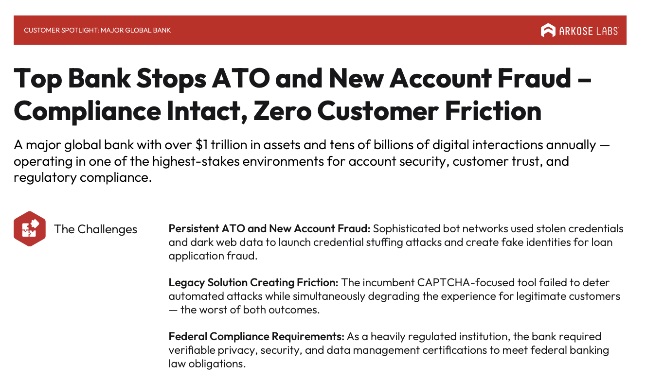 Top Bank Stops ATO and New Account Fraud