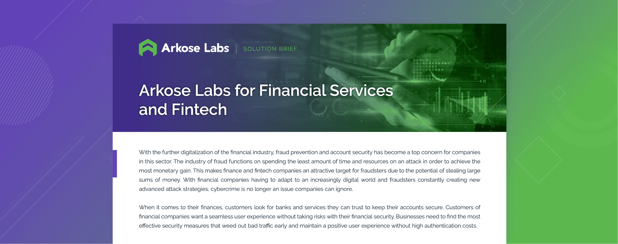 Fight Back Against Fraud - Solution Brief for Financial Services
