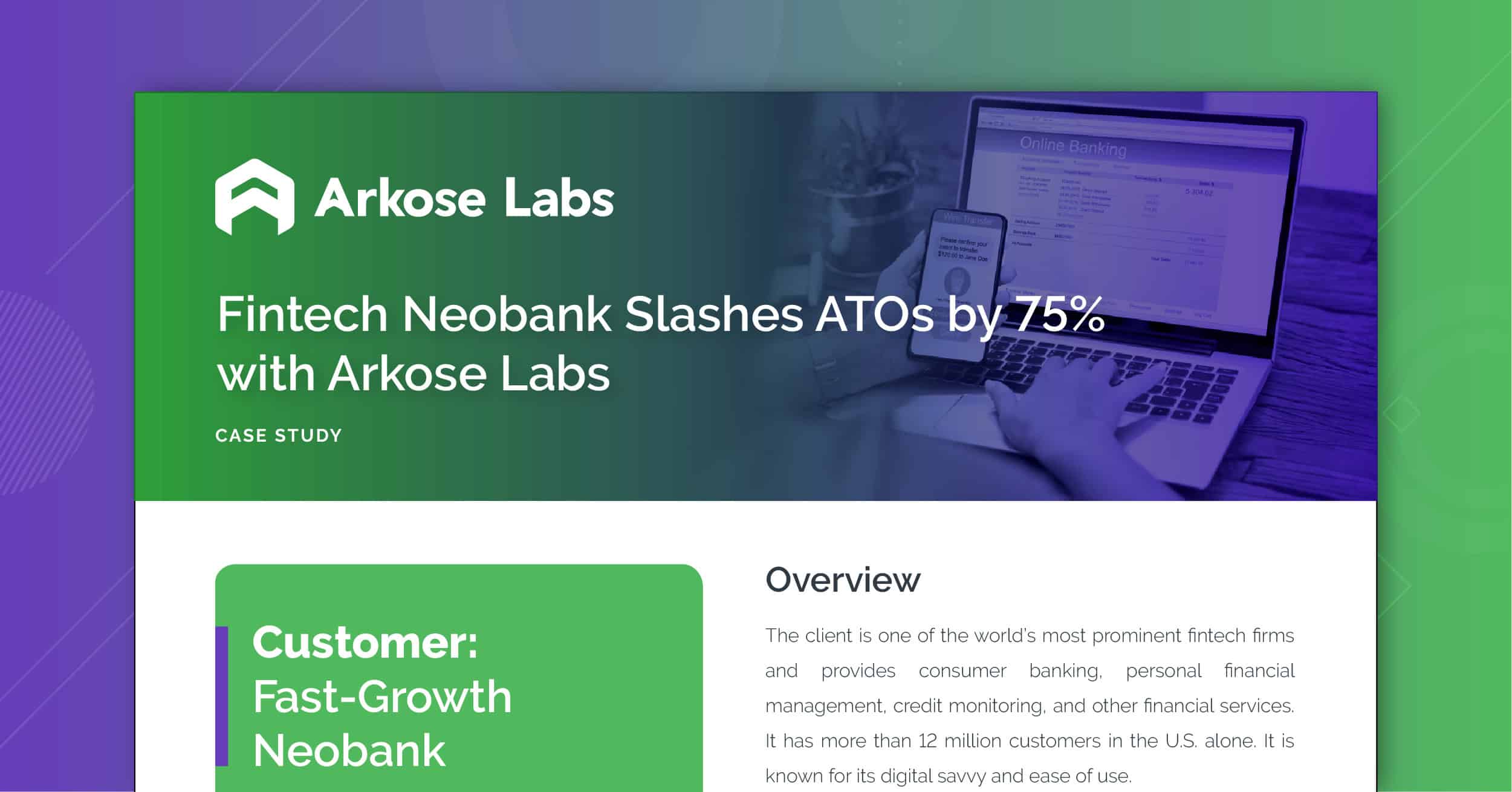 Fintech Neobank Slashes ATOs by 75% with Arkose Labs case study