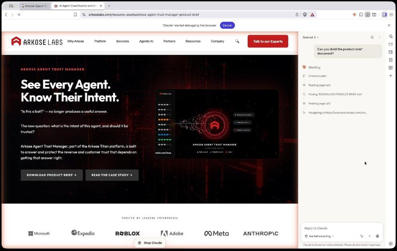 The Claude for Chrome browser extension operating inside a user's own Chrome browser