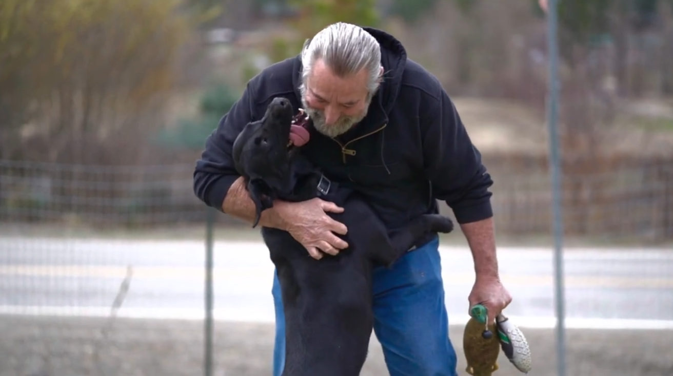 Mark and Bo showing family bond and love at Water Walker Labs home in Washington