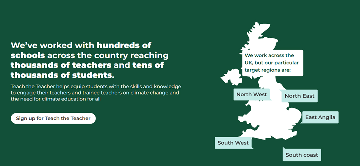 Map showing Teach the Teacher engagement