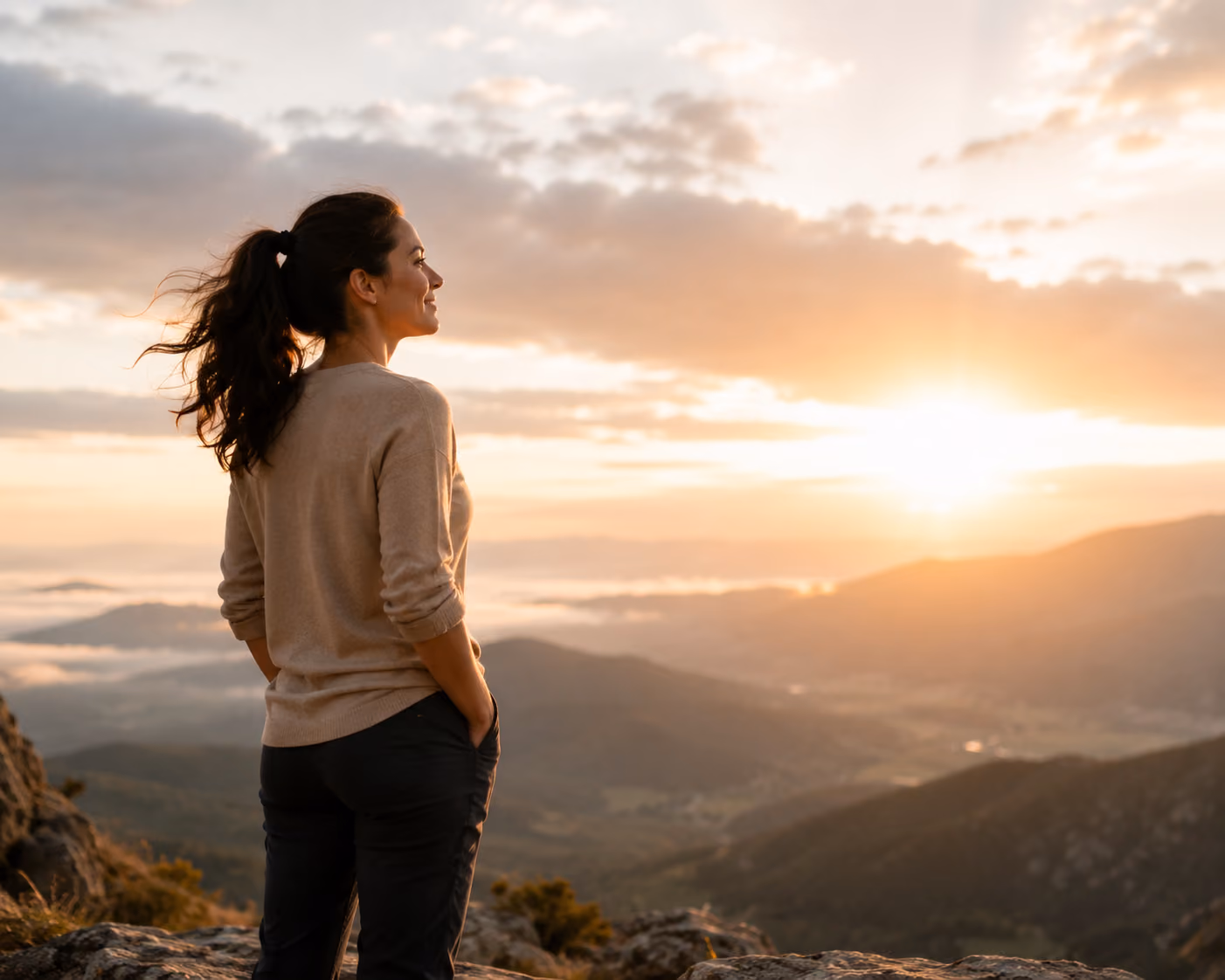 Woman embracing confidence and mindset growth.