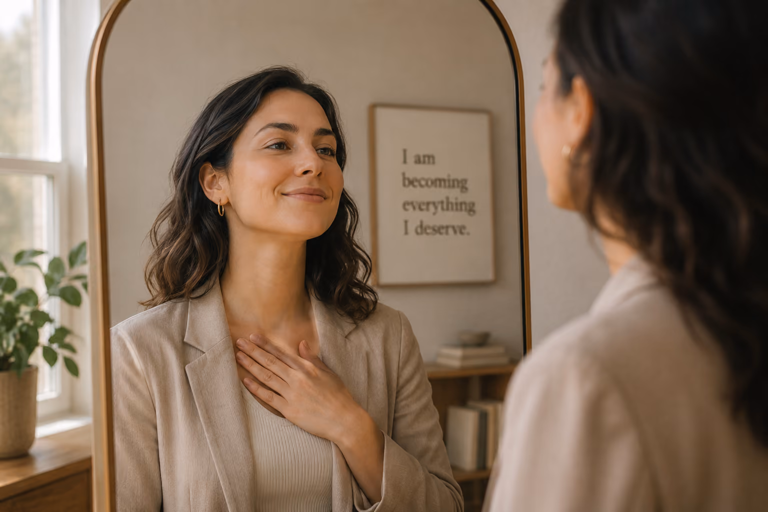 Woman building confidence with her coach.
