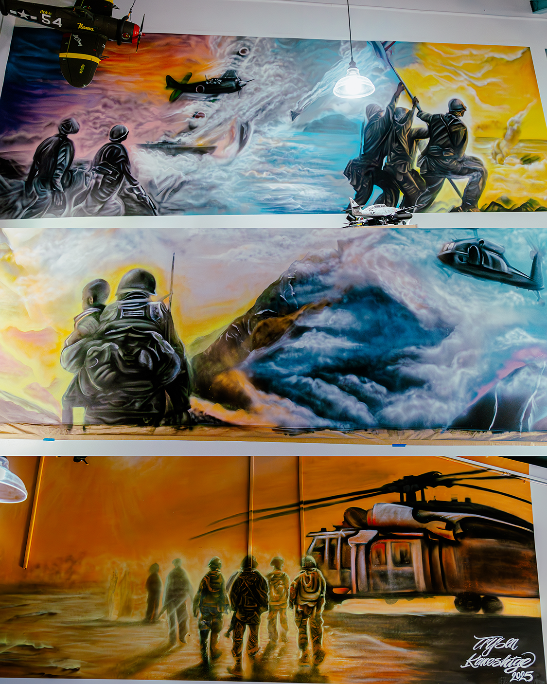Kauaʻi Veterans Museum mural with soldiers and aircraft
