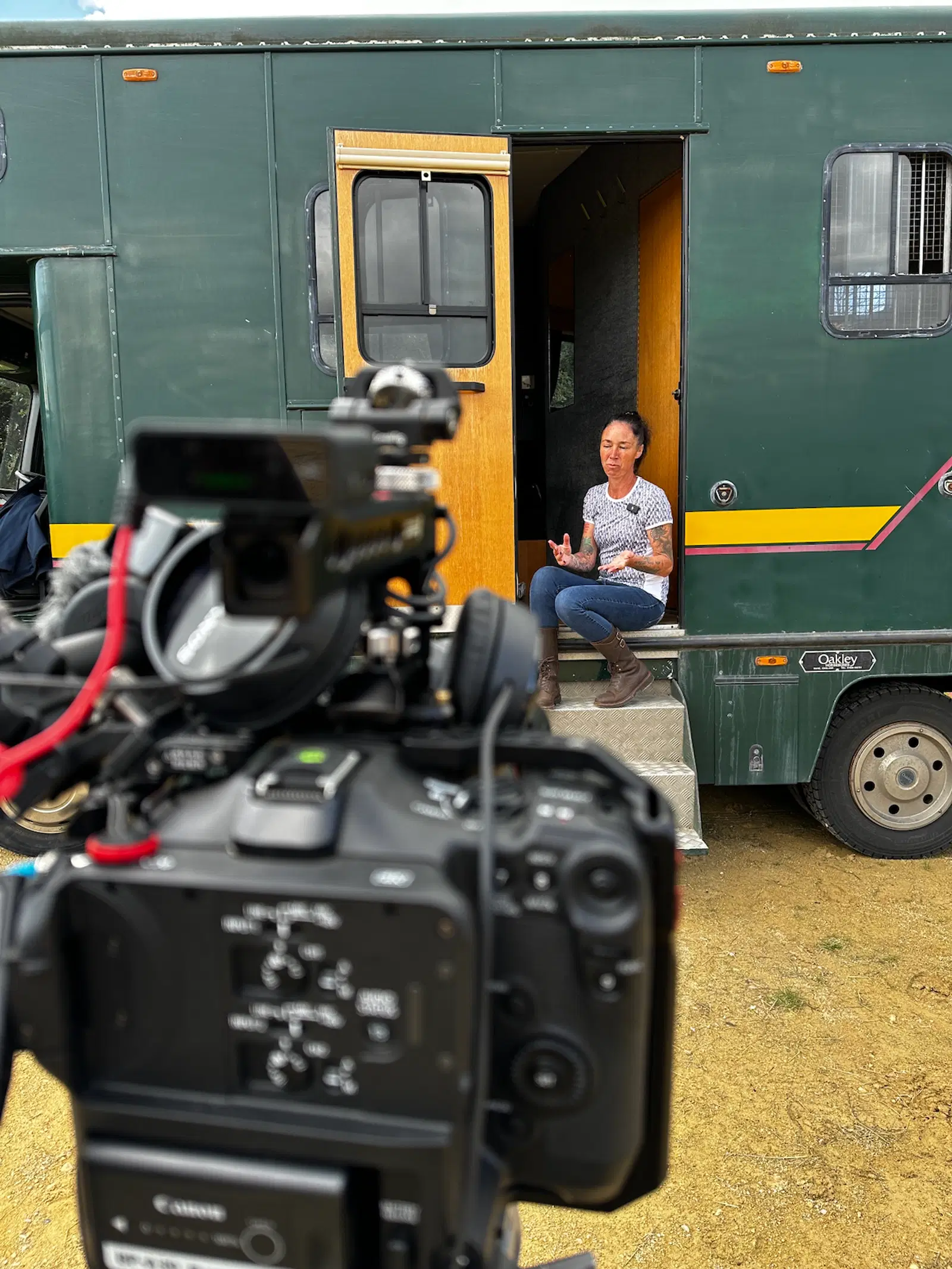 Behind the scenes of an equestrian interview being filmed on location by Black Grouse Media