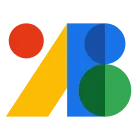 Abstract icon with blue, green, and red circles and a yellow triangle.