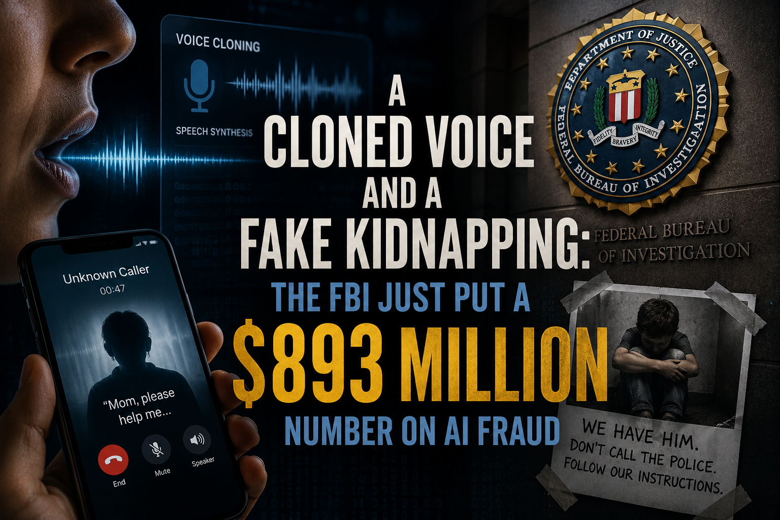 Une voix clonée, un faux enlèvement : le FBI chiffre la fraude par IA à 893 millions de dollars