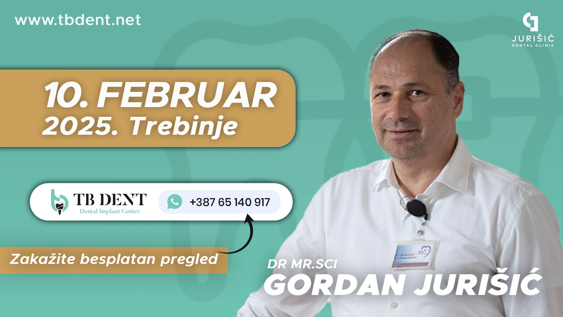 Dr Gordan Jurišić dolazi u TB Dent: zakažite besplatan pregled
