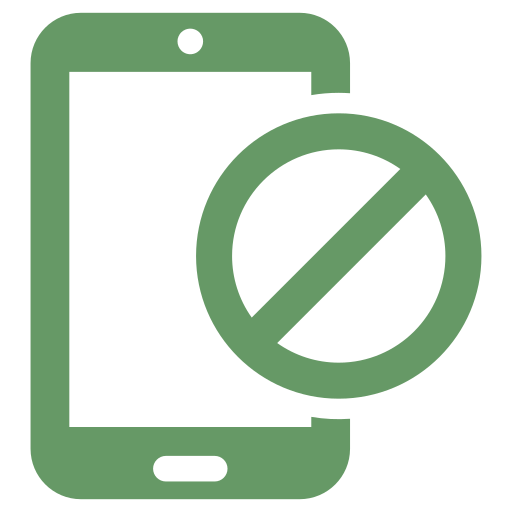 device with block symbol that represents blocking apps from using