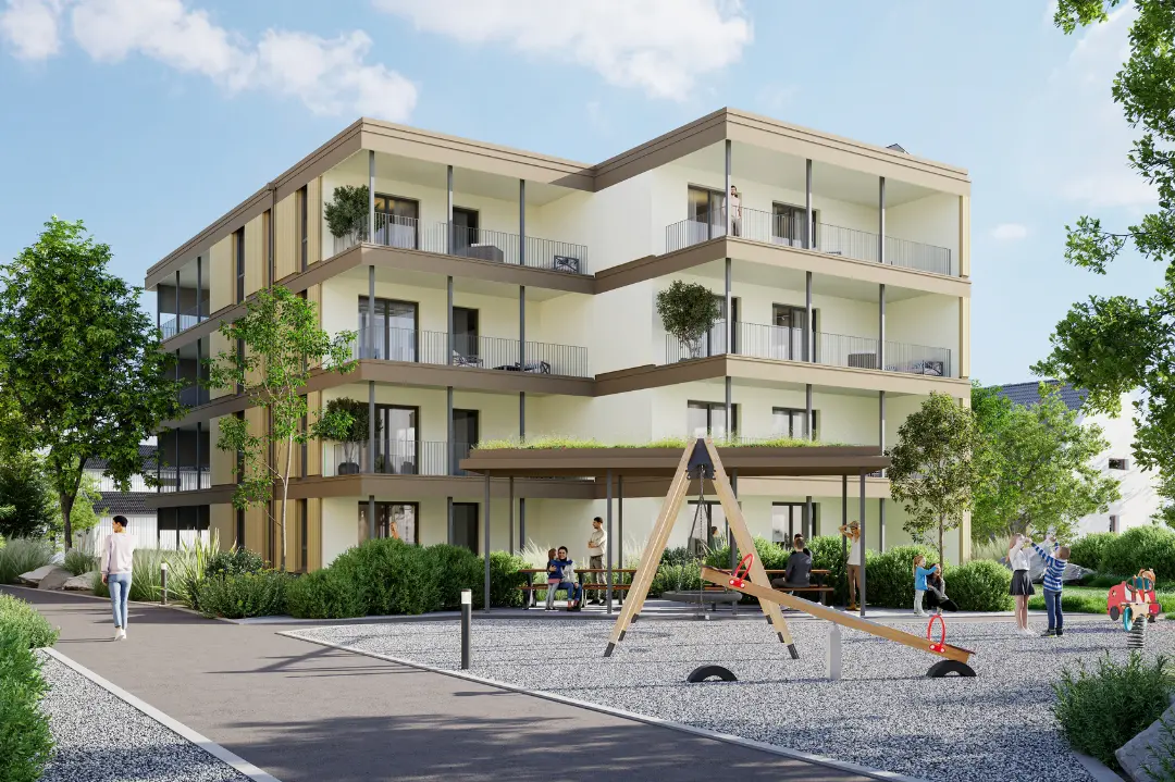 Symbolbild für die Aktuellen Projekte der Vögeli Architekten AG. Dieses Bild zeigt die Visualisierung der alten Zimmerei in Kleindöttingen.