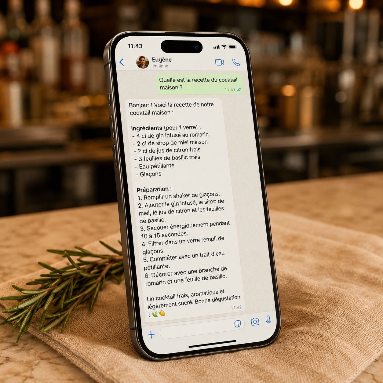 Conversation WhatsApp avec Eugène, assistant IA d’onboarding pour équipes saisonnières