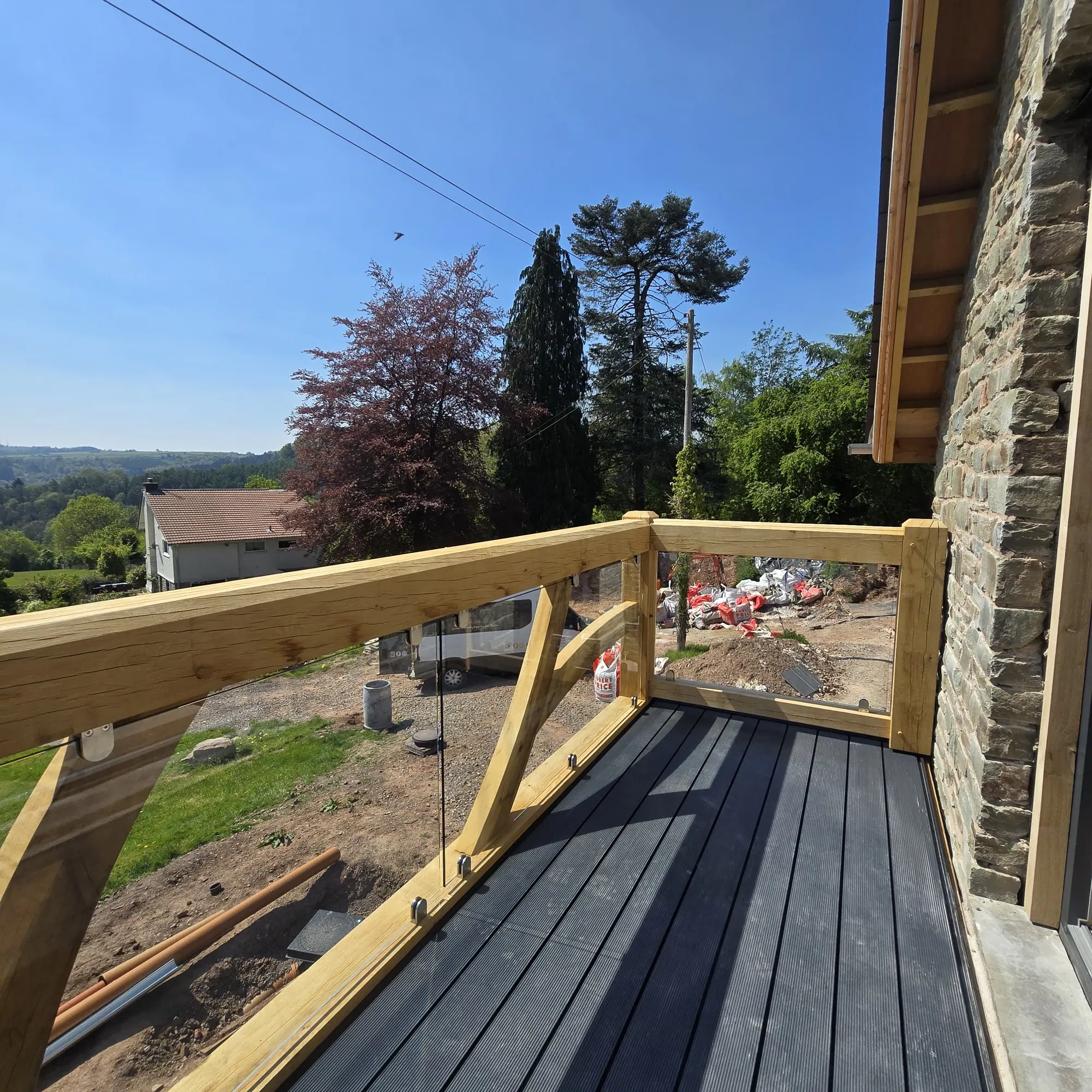 Oak balcony overlooking the Wye Valley at Brockweir