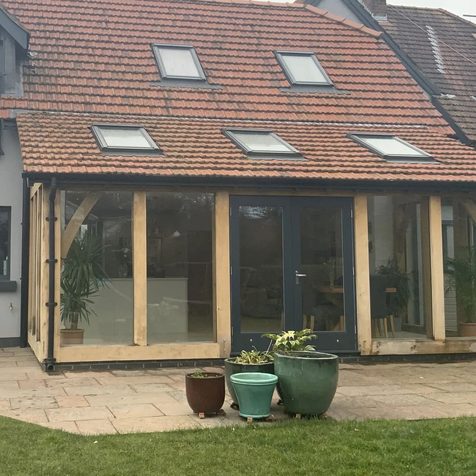 Glazed oak garden room extension, Abergavenny