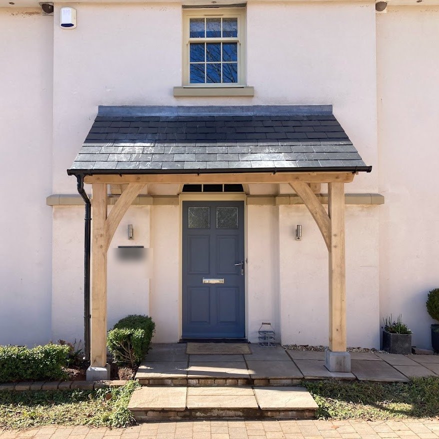 Oak frame lean-to porch at Trellech