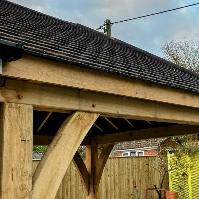 Oak frame hipped gazebo at Gilwern