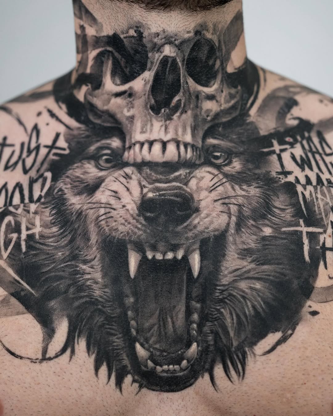 Wolf & Skull · Neck and Chest Piece