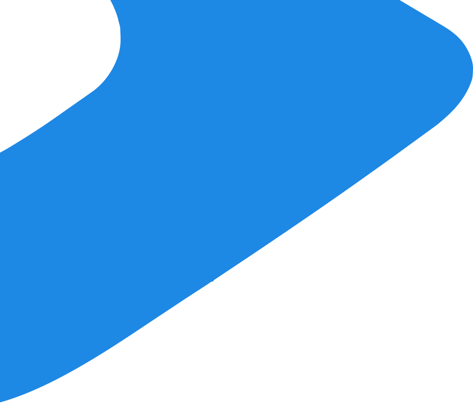 Blue curved arrow shape on transparent background pointing diagonally upward to the right.