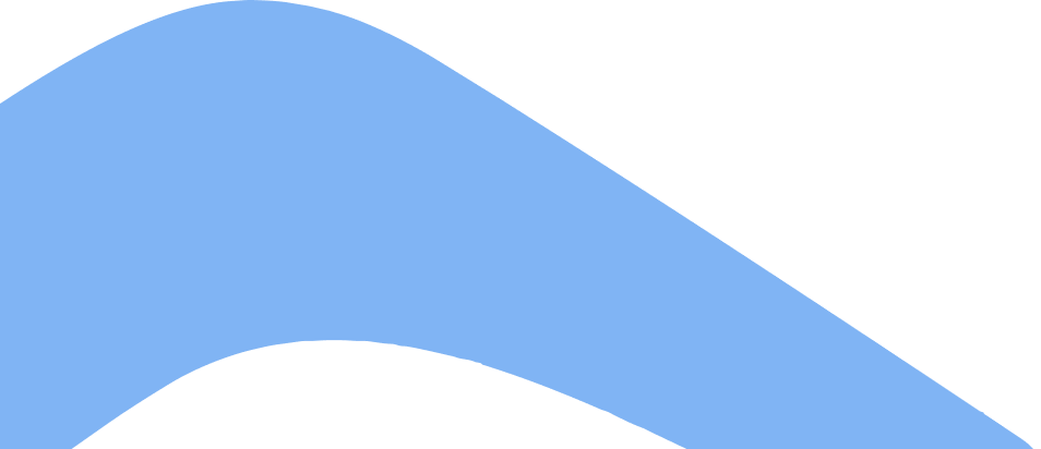 Curved wide blue band or ribbon on a transparent background.