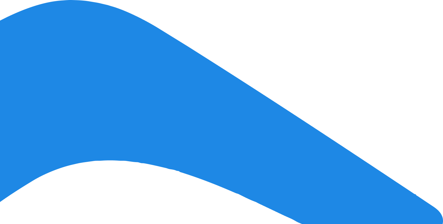 Blue curved abstract shape on a black background.