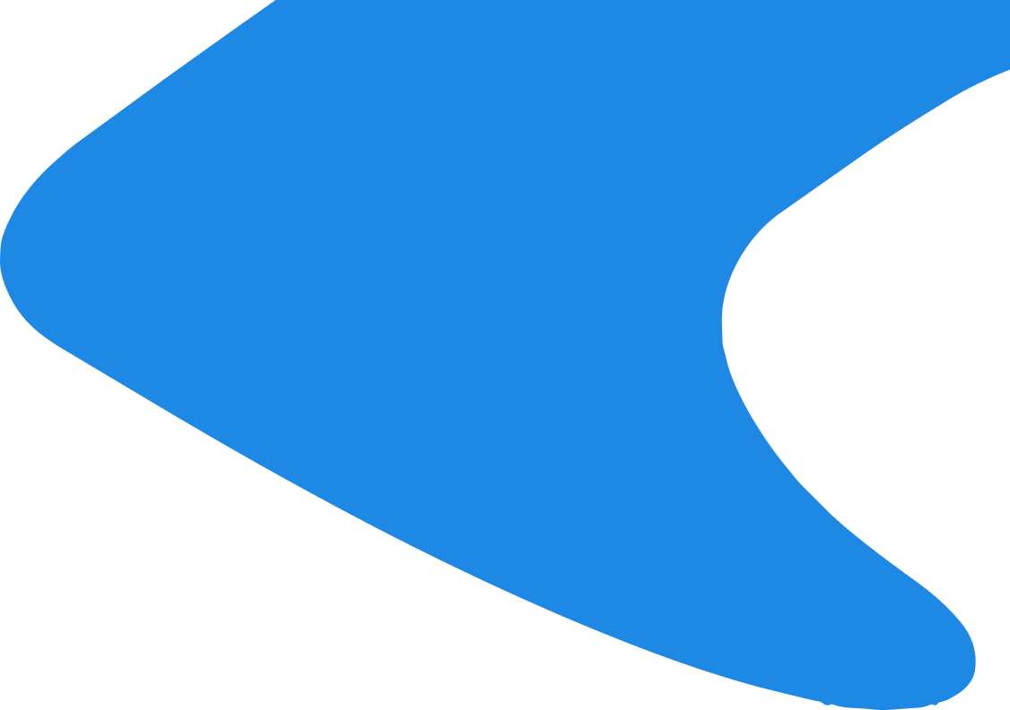 Abstract blue shape with smooth curves extending from left to right on a white background.