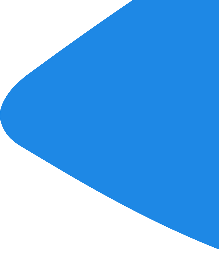 Abstract blue rounded triangle shape on black background.