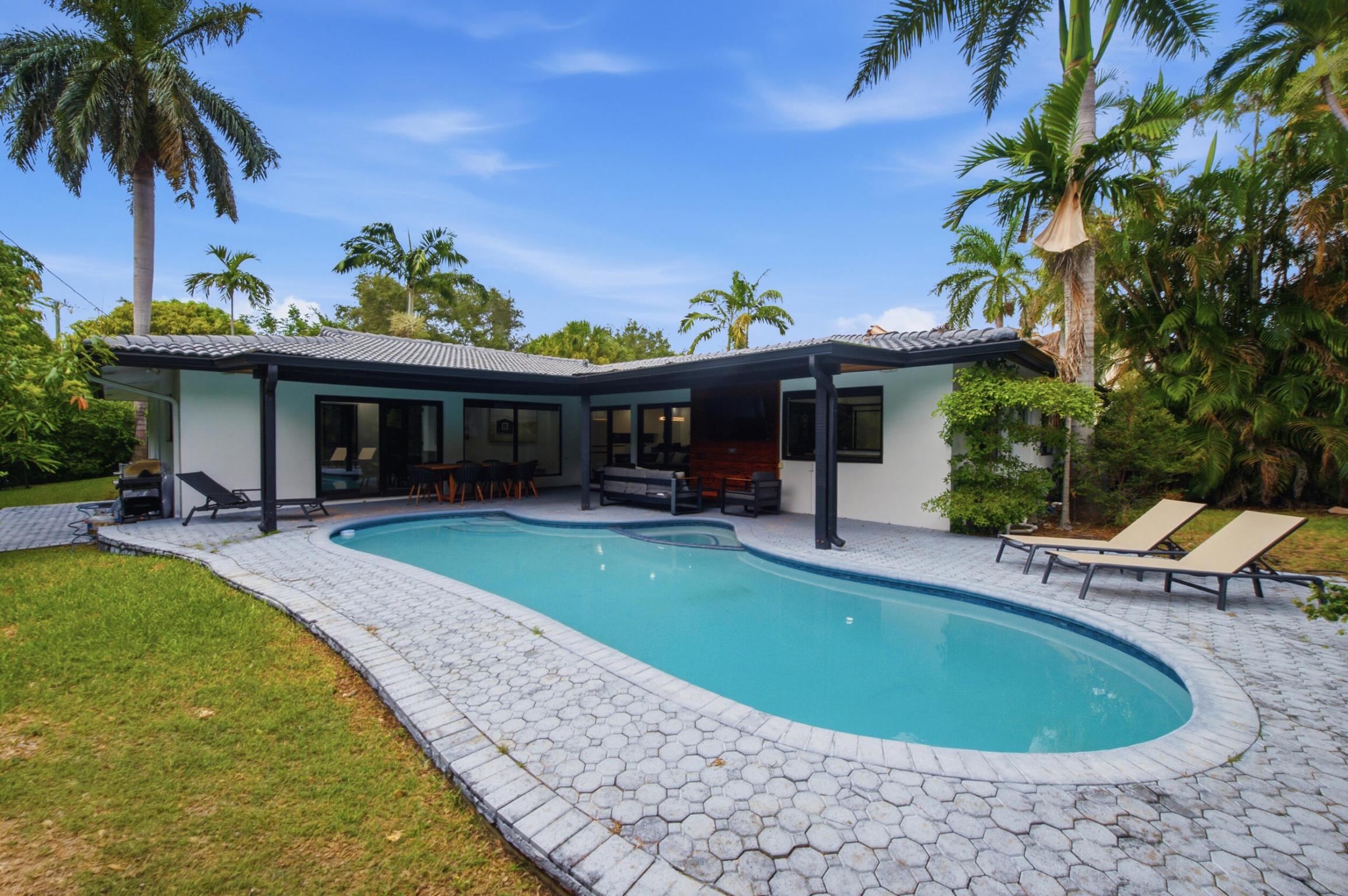 Pool and exterior at 2457 NE 27th Terrace in Coral Ridge
