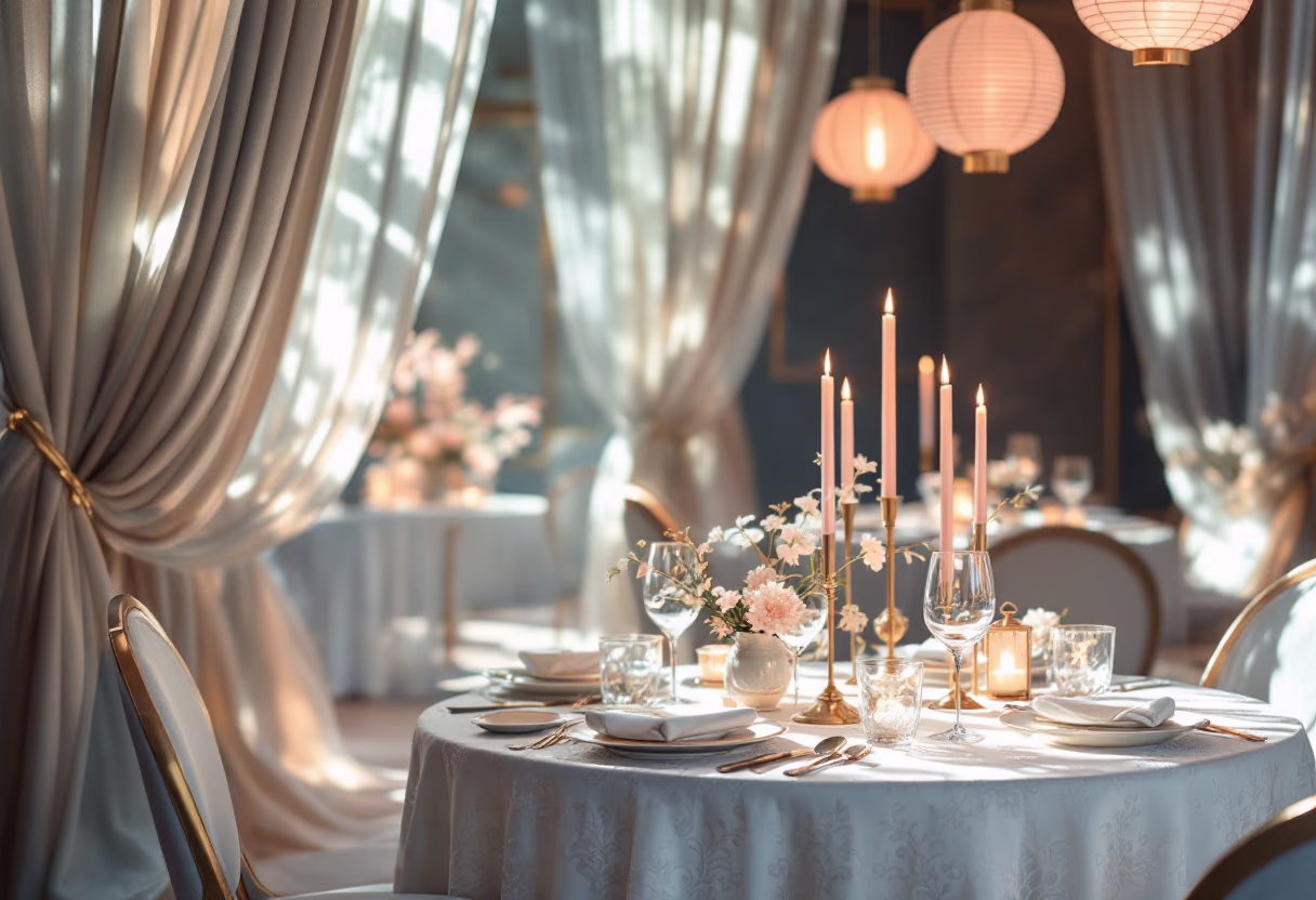 image of a decorated event setting (for a chinese restaurant)