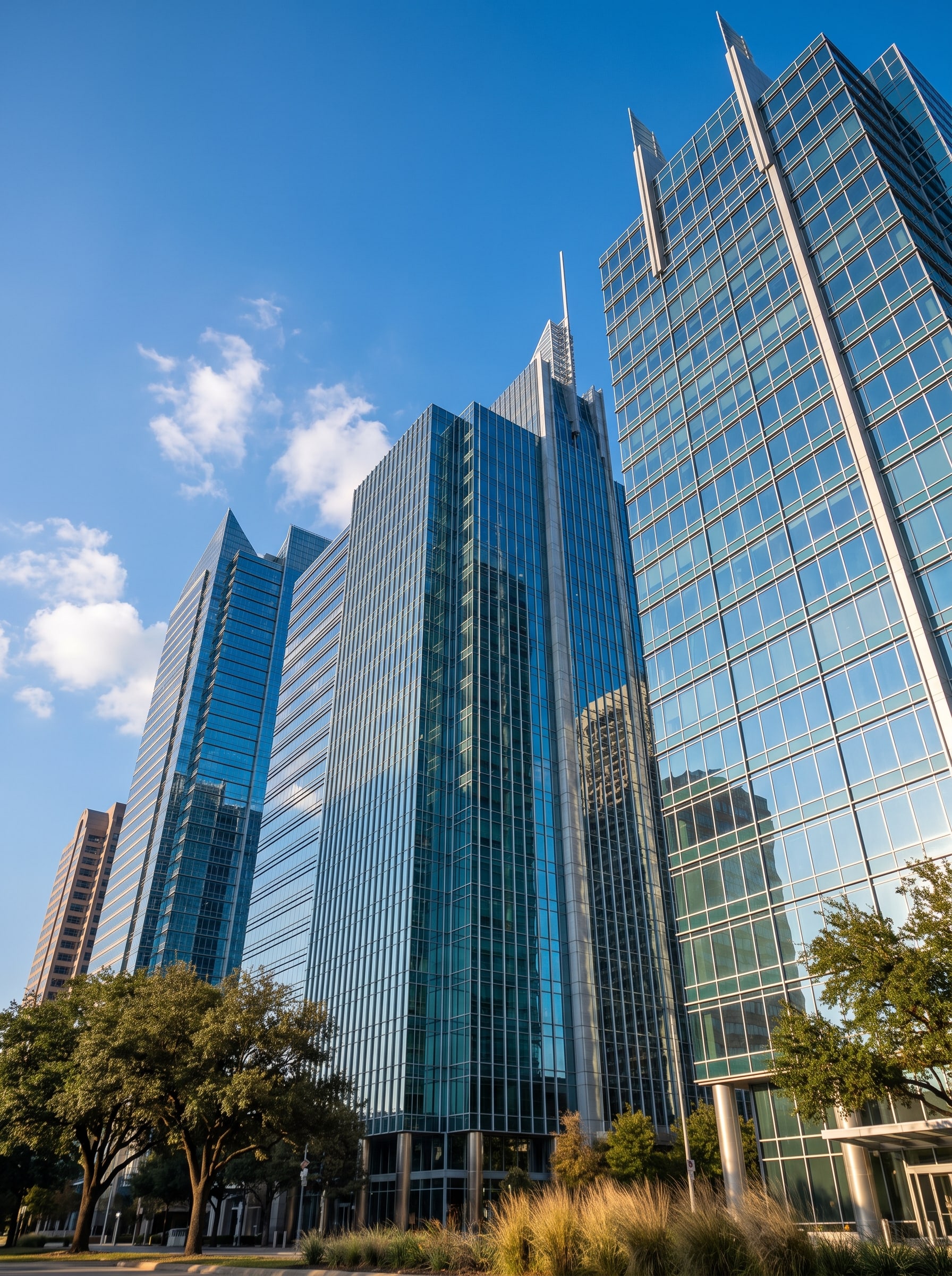 Downtown commercial high-rise office towers in a Texas business district