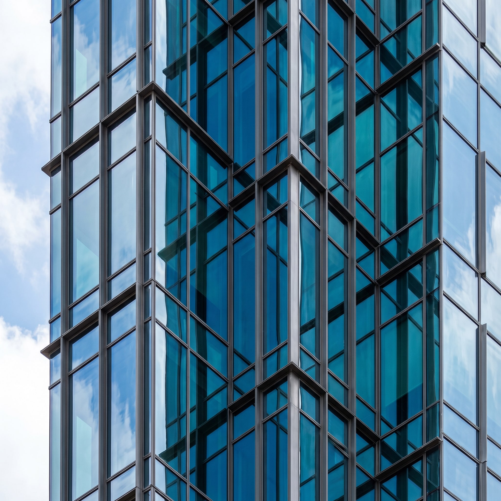 Commercial office tower glass facade detail