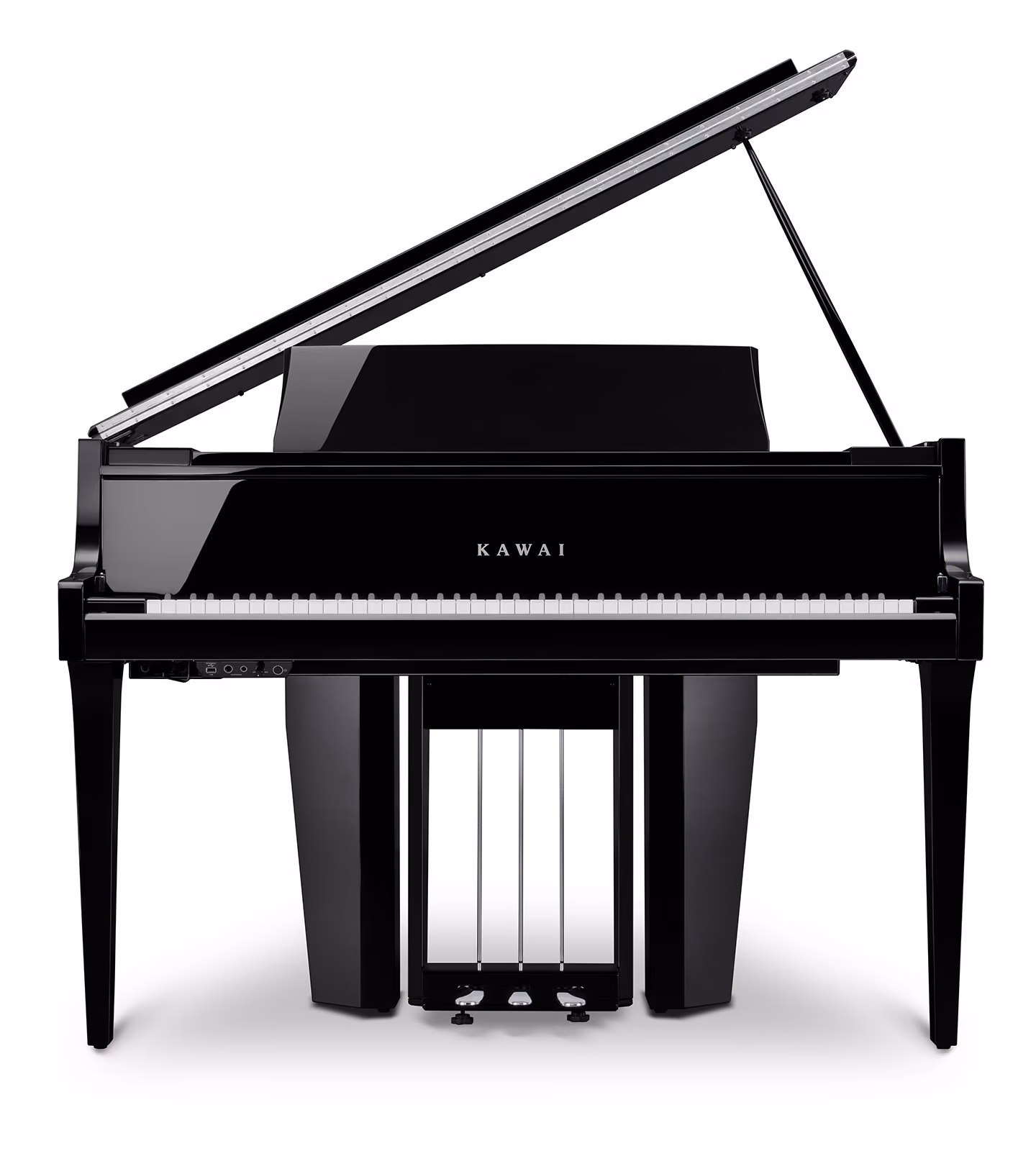 Direct front view of Kawai NV12 hybrid piano.