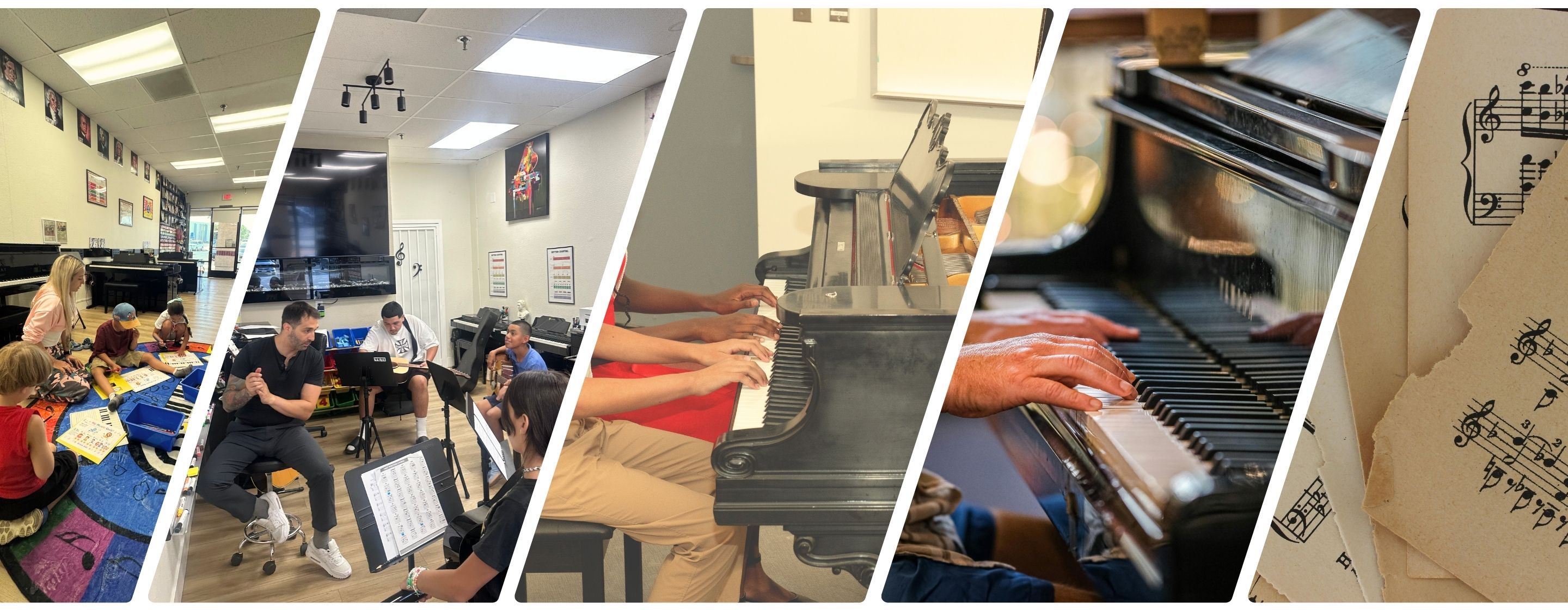 Students reading sheet music together
