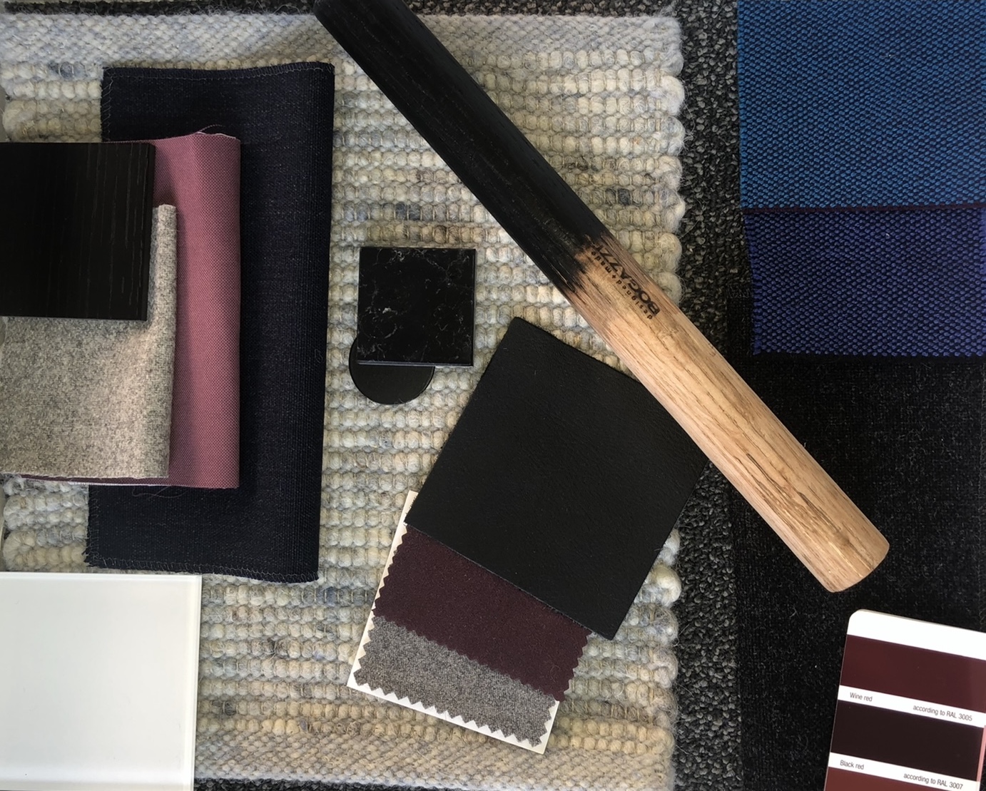 Material and fabric board — swap for the flat-lay photo